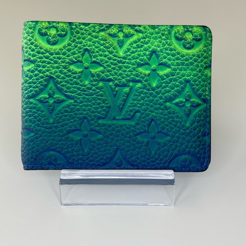 Louis Vuitton Green and Blue Taurillon Illusion Slender Wallet